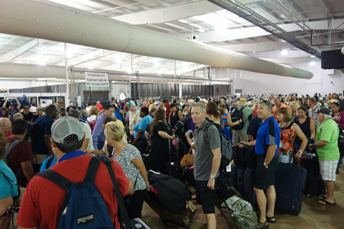 Chaos reigns at the Galveston Cruise Terminal during disembarkment from Royal Caribbean's Navigator of the Seas on our Caribbean Cruise vacation