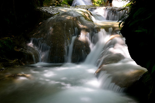 The tripod, neutral density filter and remote shutter release allowed me to take long exposures of the water fall at the Blue Hole in Ocho Rios, Jamaica, a port for Royal Caribbean's Navigator of the Seas on our Caribbean Cruise vacation