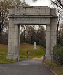 Memorial Arch leading in to Vicksburg National Military Park - family travel photograph