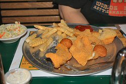 Catfish dinner at Rowdys Restaurant in Vicksburg Mississippi